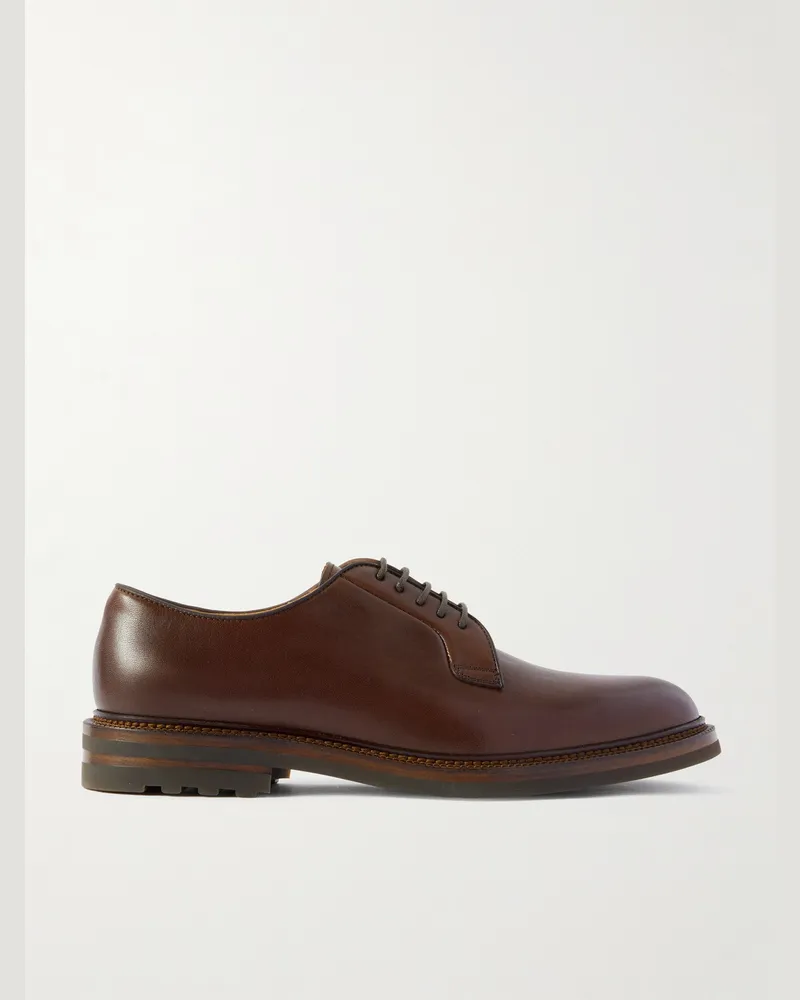 Brunello Cucinelli Derby-Schuhe aus Leder Braun