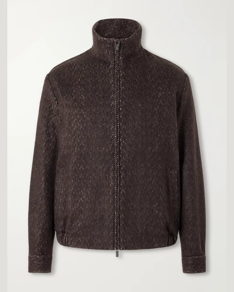 Altea Arden Herringbone Blouson Jacket Brown