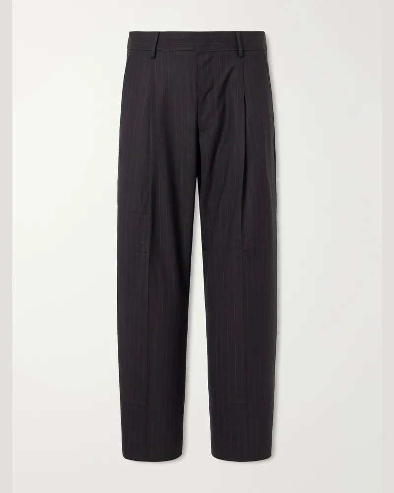 NN 07 Kay 10037 Straight-Leg Pleated Woven Trousers Brown