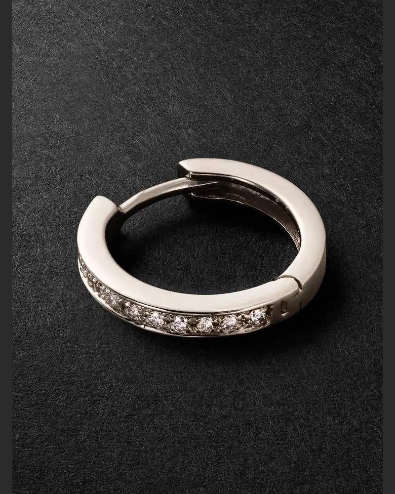 Kolours Luna Fortis Medium einzelne Creole aus 18 Karat Weißgold mit Diamanten Silber