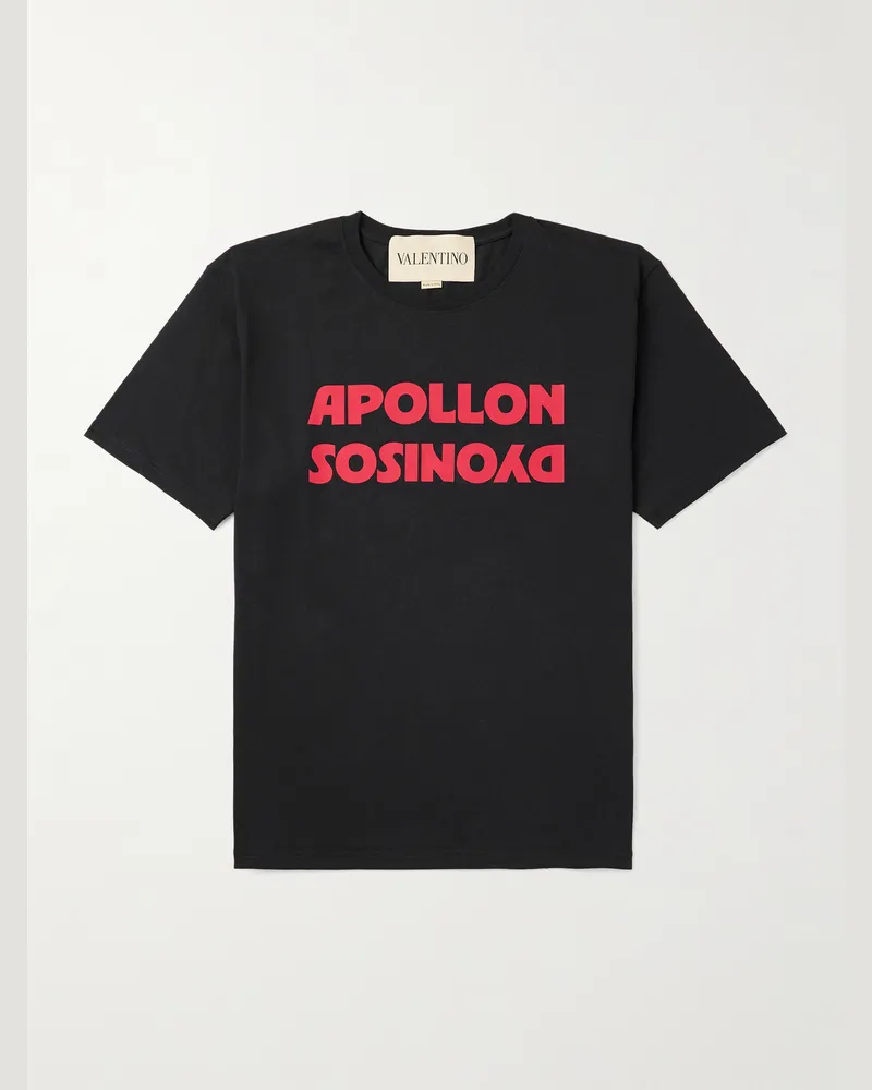 Valentino Garavani Printed Cotton-Jersey T-Shirt Black