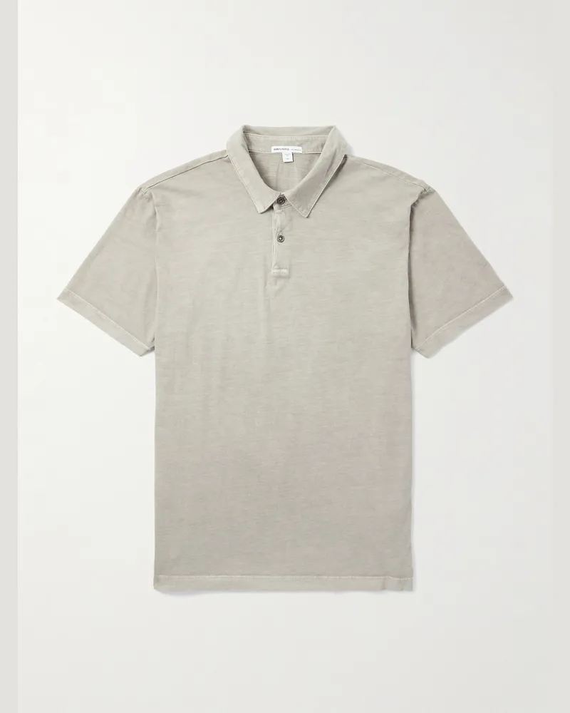 James Perse Supima Cotton-Jersey Polo Shirt Gray