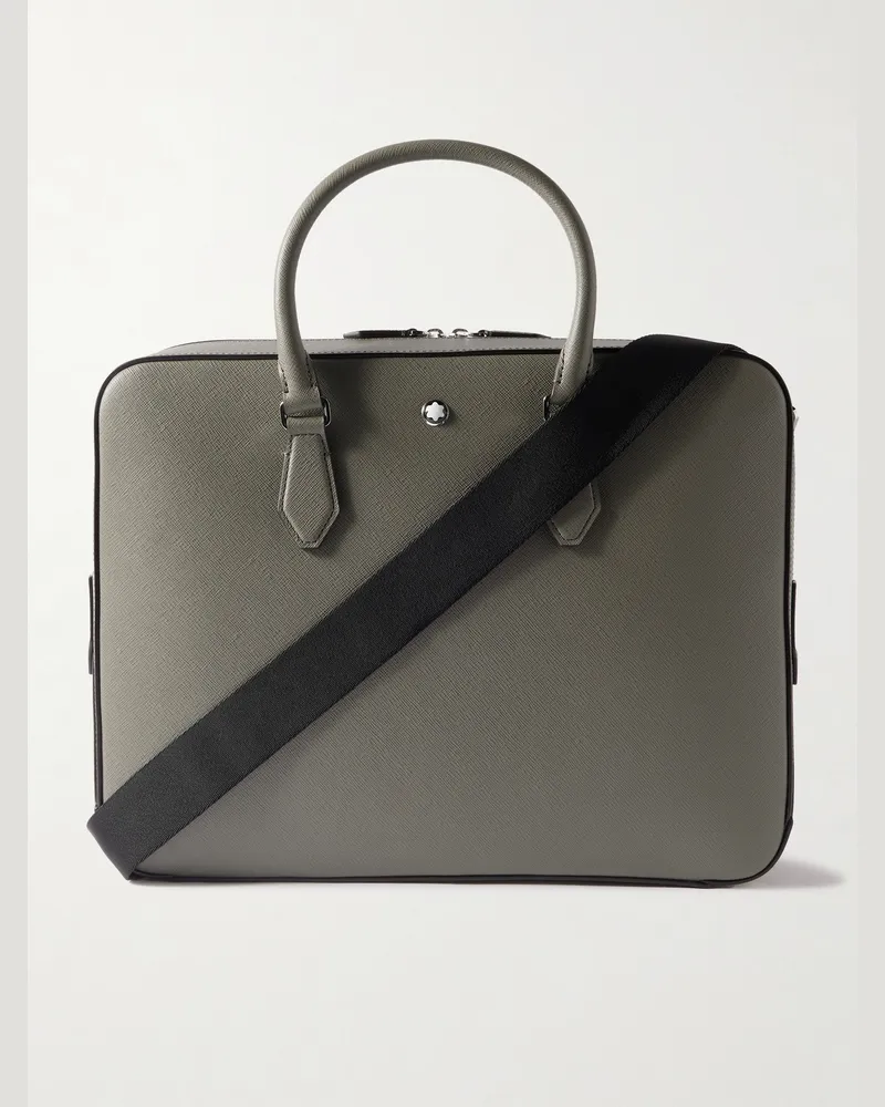 Montblanc Sartorial mittelgroße Aktentasche aus quergemasertem Leder Grau