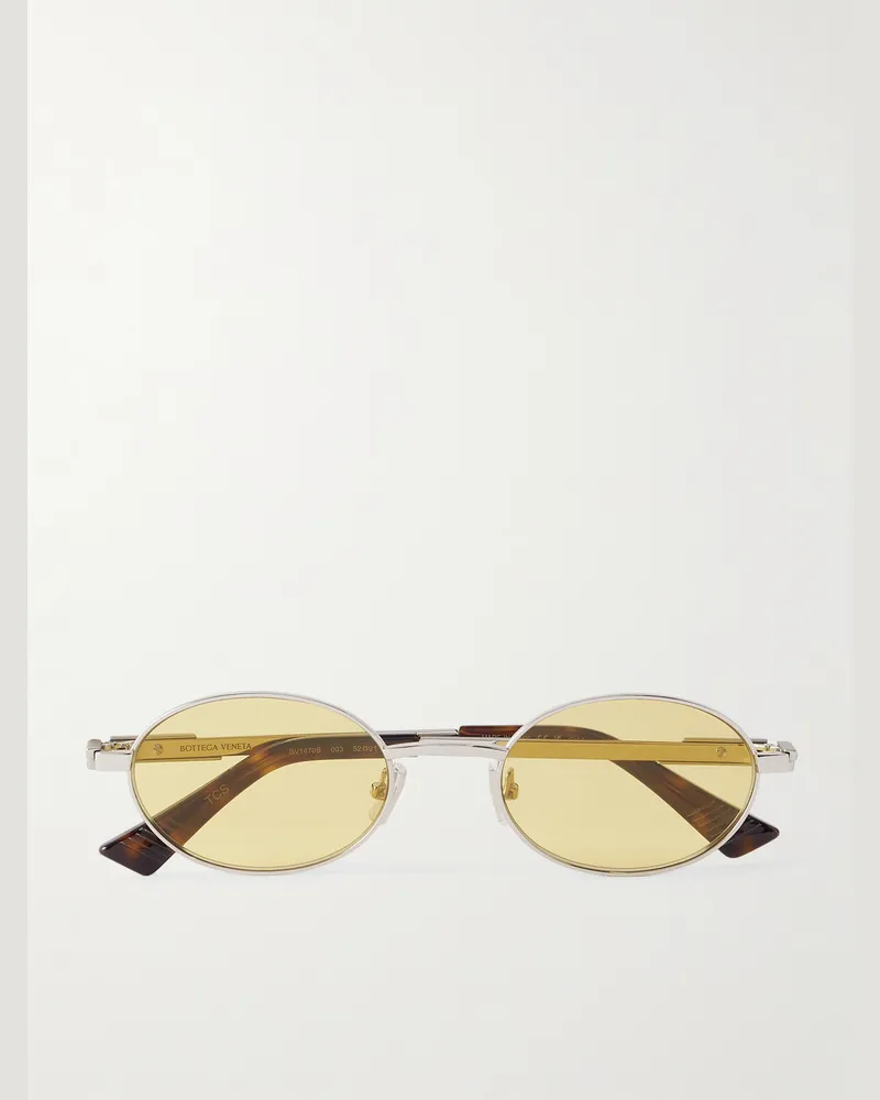 Bottega Veneta Stretch Panthos silberfarbene Sonnenbrille mit ovalem Rahmen Silber