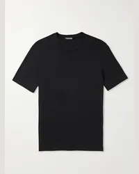 Tom Ford Placed Rib schmal geschnittenes T-Shirt aus Jersey aus einer Lyocell-Baumwollmischung Schwarz