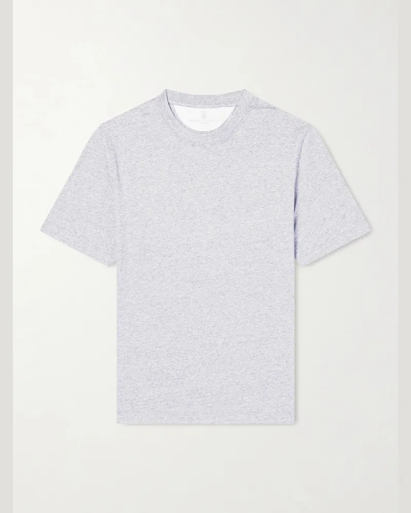 Brunello Cucinelli Slub Linen and Cotton-Blend Jersey T-Shirt Gray
