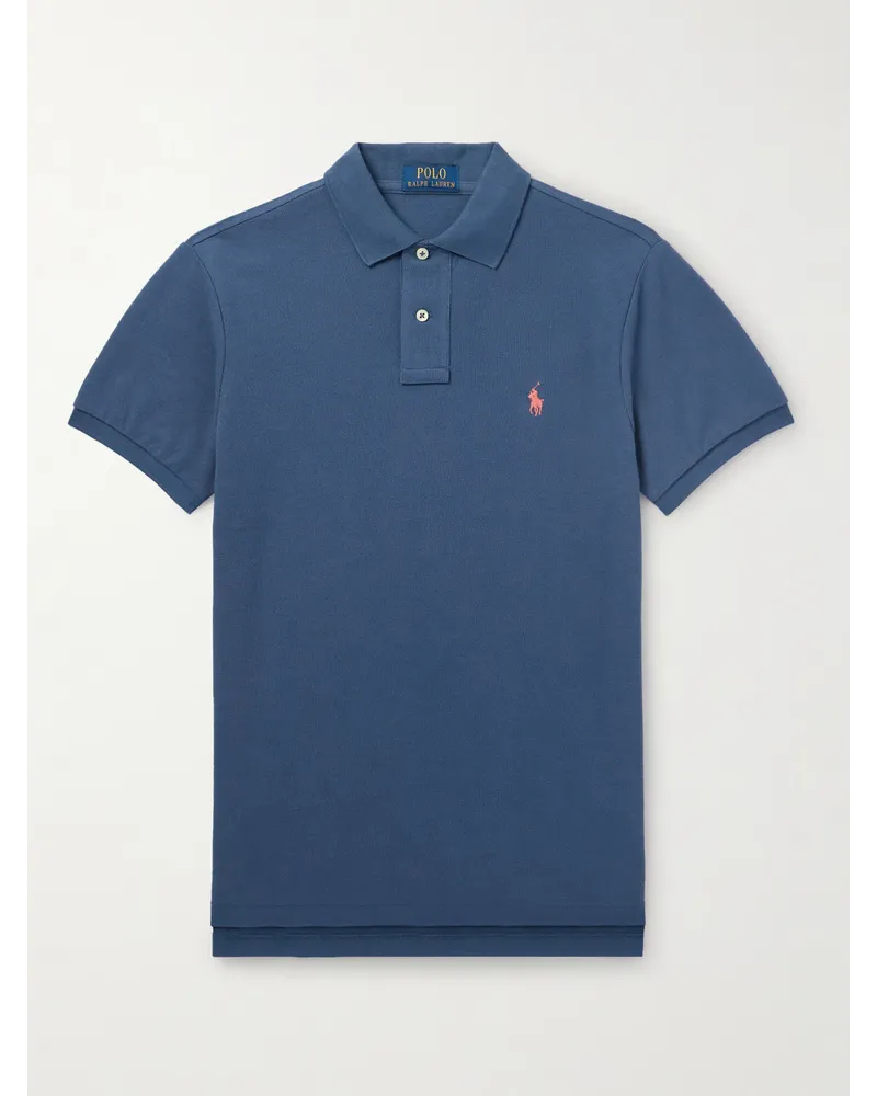 Ralph Lauren Polohemd aus Baumwoll-Piqué mit Logostickerei Blau