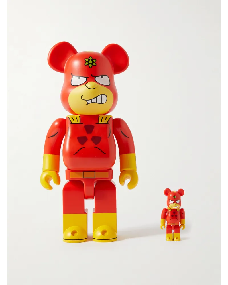 BE@RBRICK The Simpsons Radioactive Man 100% + 400% Set aus Dekofiguren aus bedrucktem PVC Rot