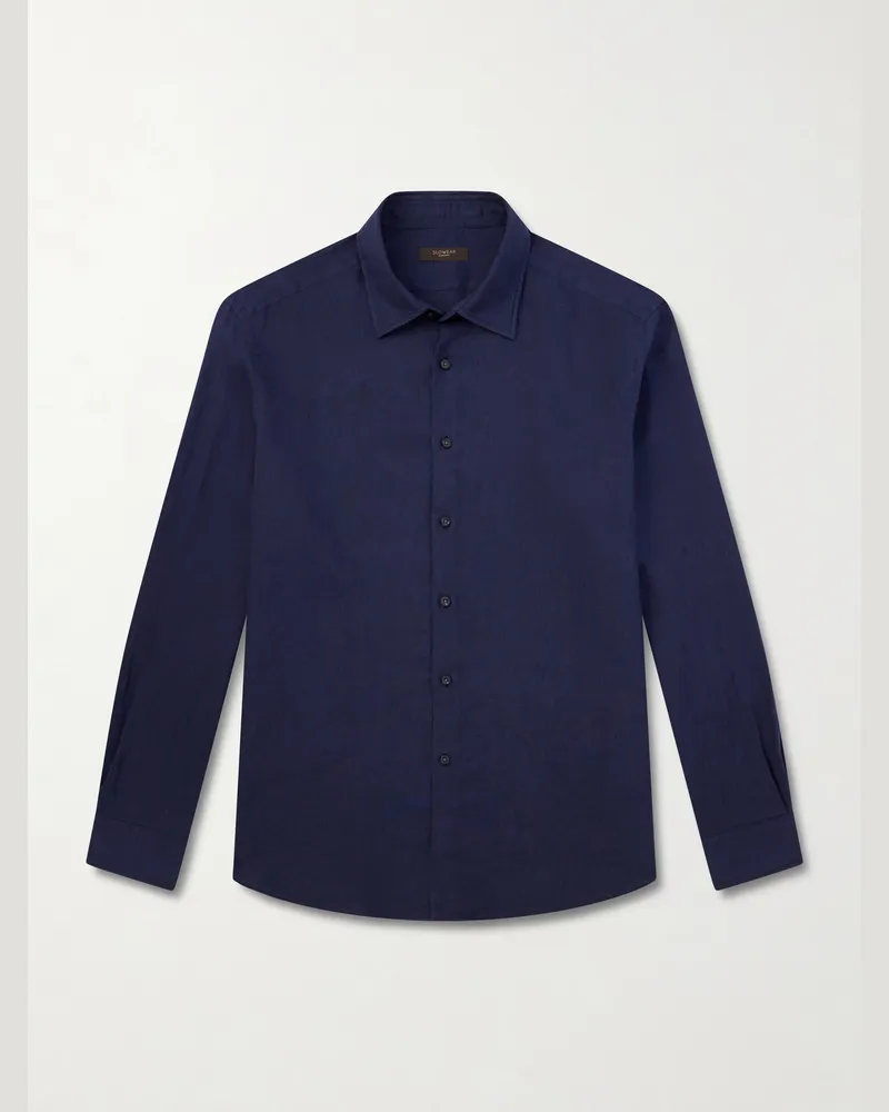 Slowear Hemd aus Leinen Blau