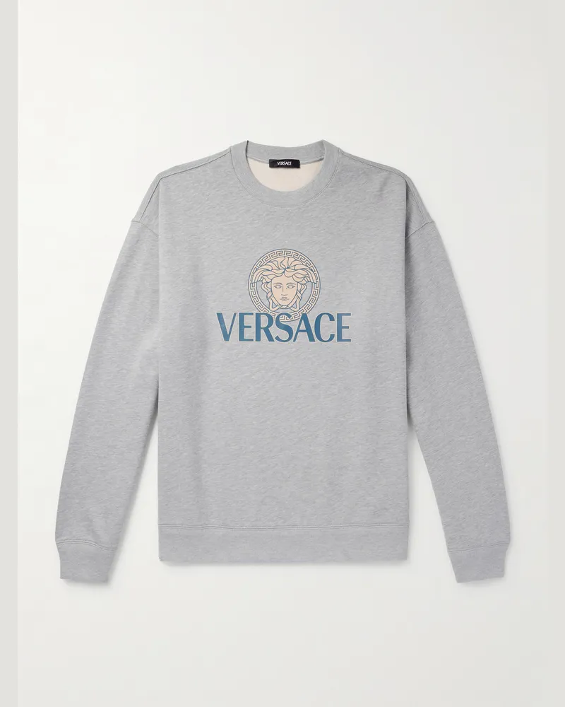 Versace Sweatshirt aus Baumwoll-Jersey mit Logoprint Grau