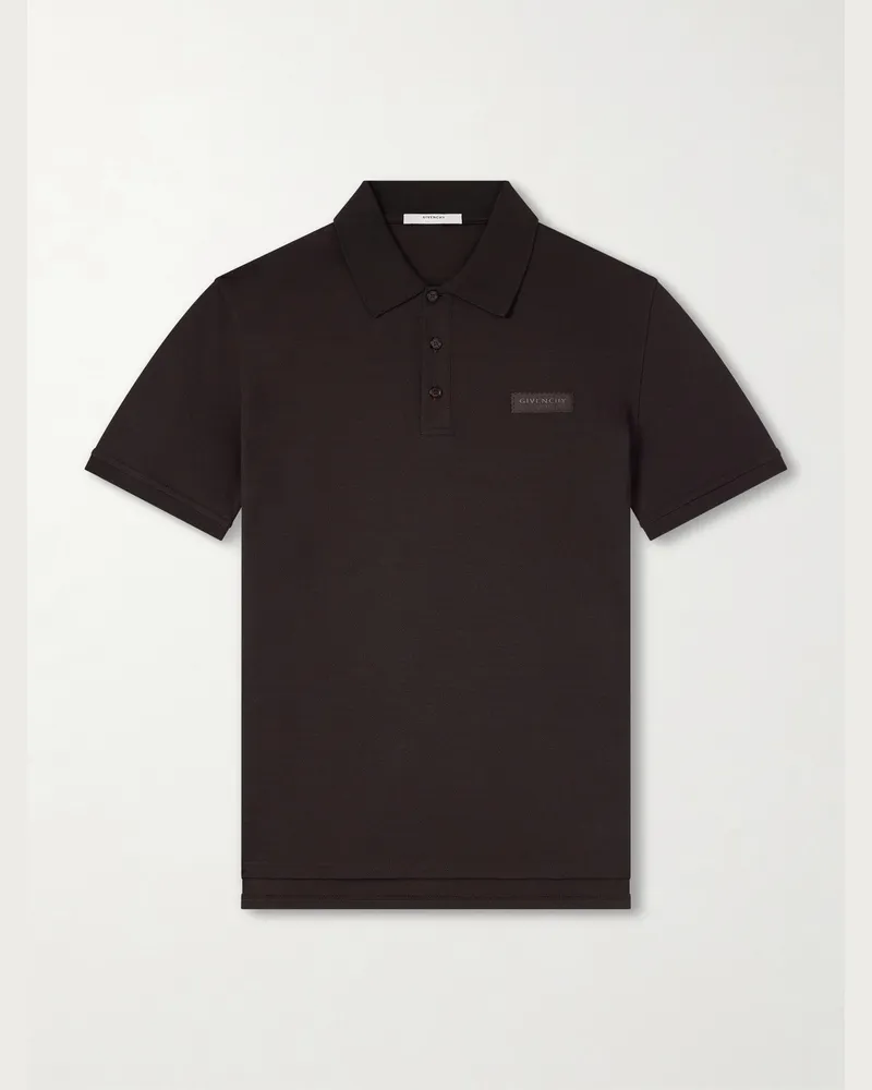 Givenchy Logo-Appliquéd Cotton-Piquéd Polo Shirt Brown