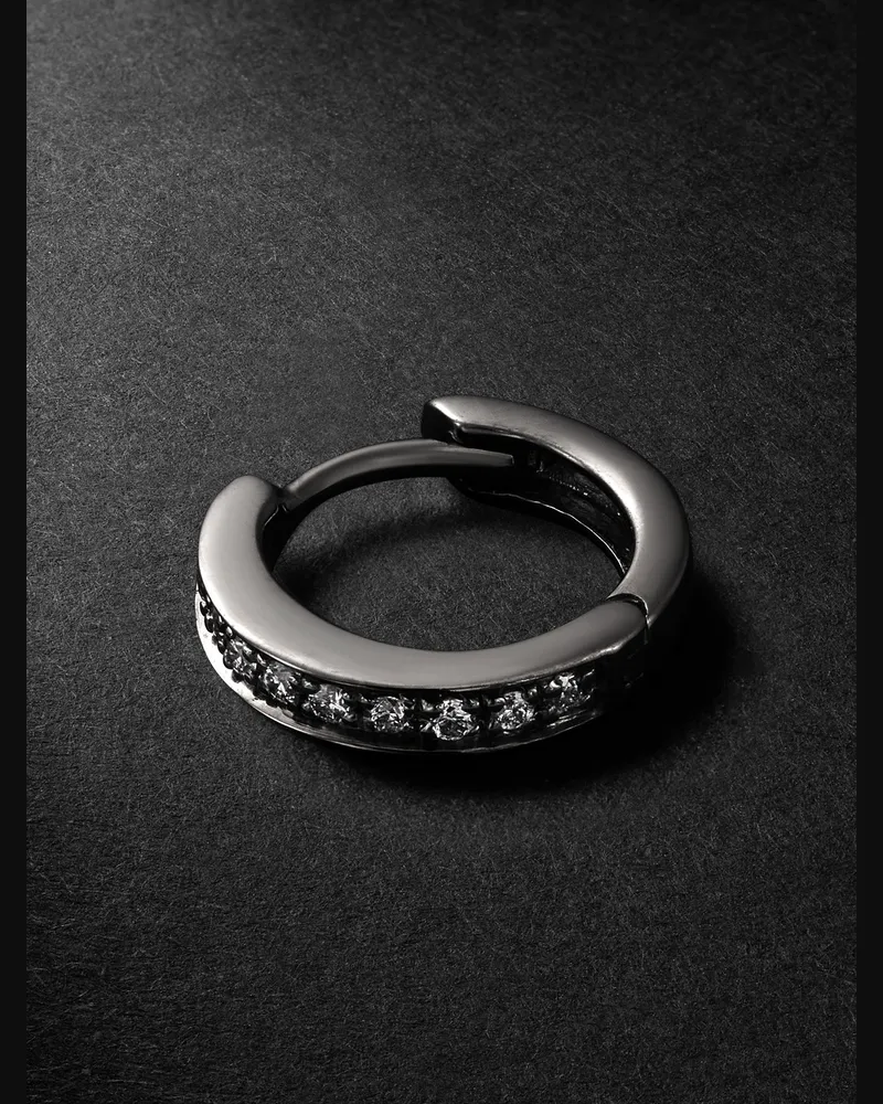 Kolours Fortis Small 18-Karat Blackened Gold Diamond Single Hoop Earring Black