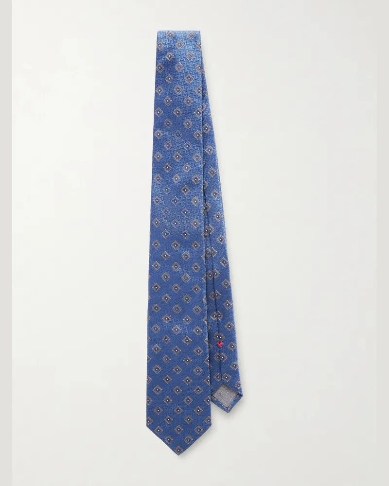 Brunello Cucinelli 8cm Silk-Jacquard Tie Blue