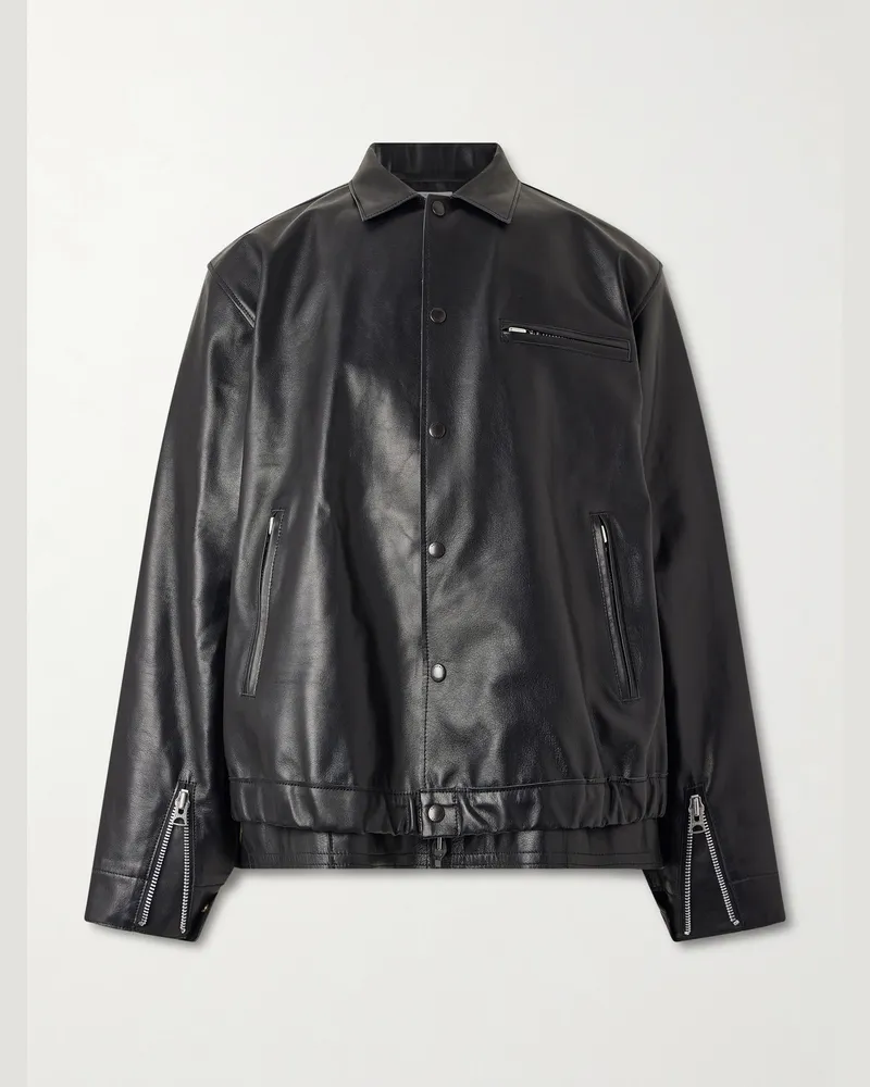 Sacai Layered Leather Blouson Jacket Black