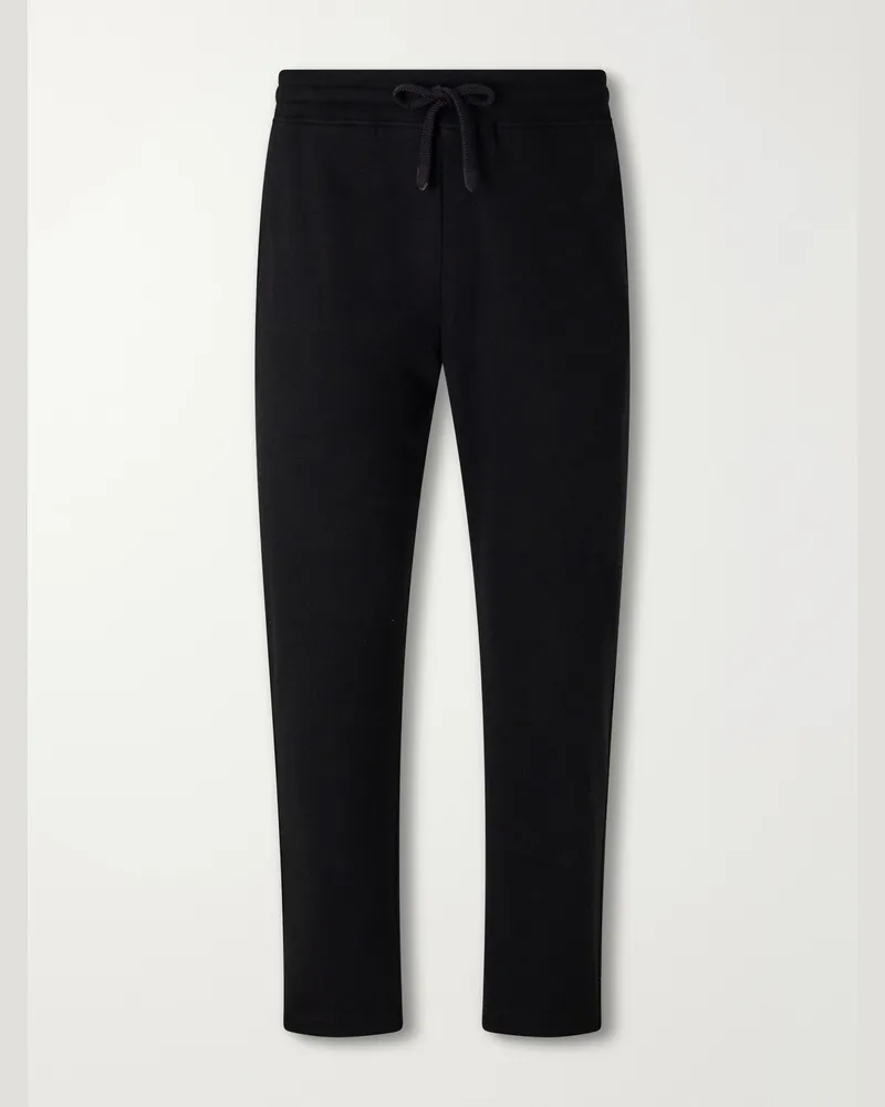 Canali Straight-Leg Cotton and Cashmere-Blend Jersey Drawstring Sweatpants Black