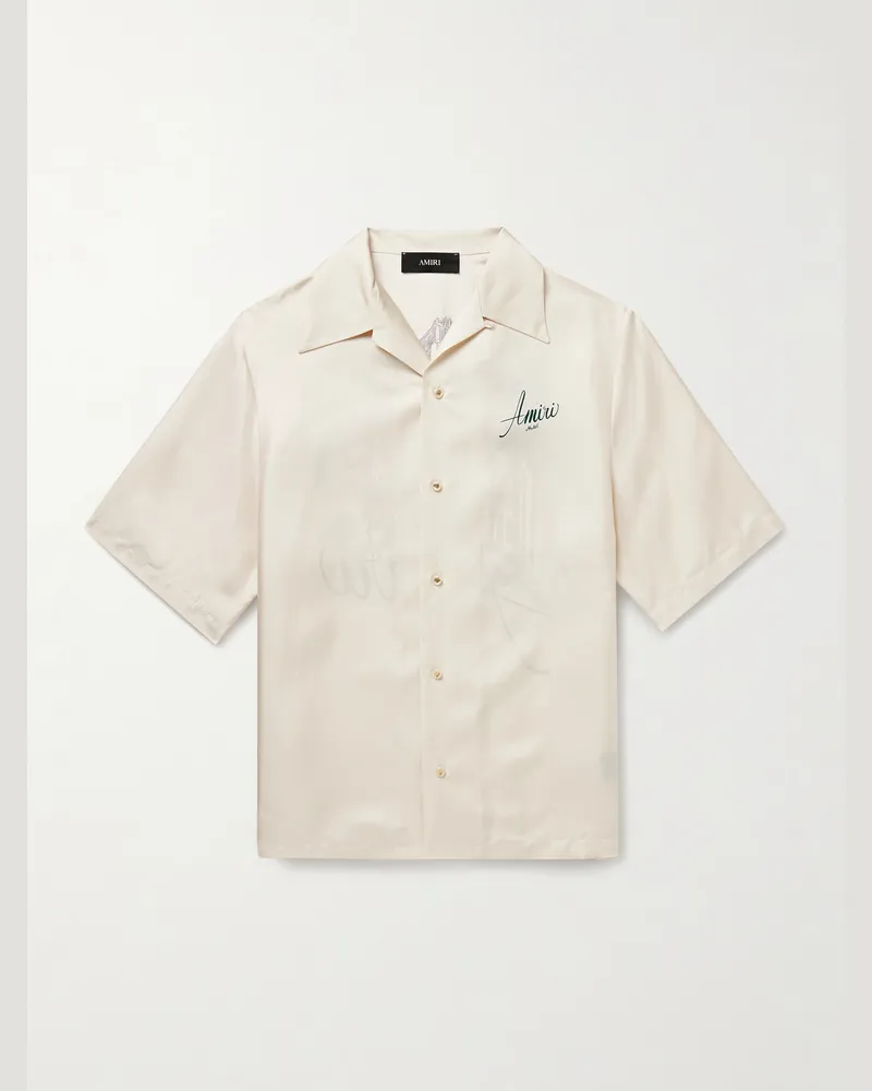 Amiri Hemd aus Seiden-Twill mit wandelbarem Kragen und Logoprint Neutral