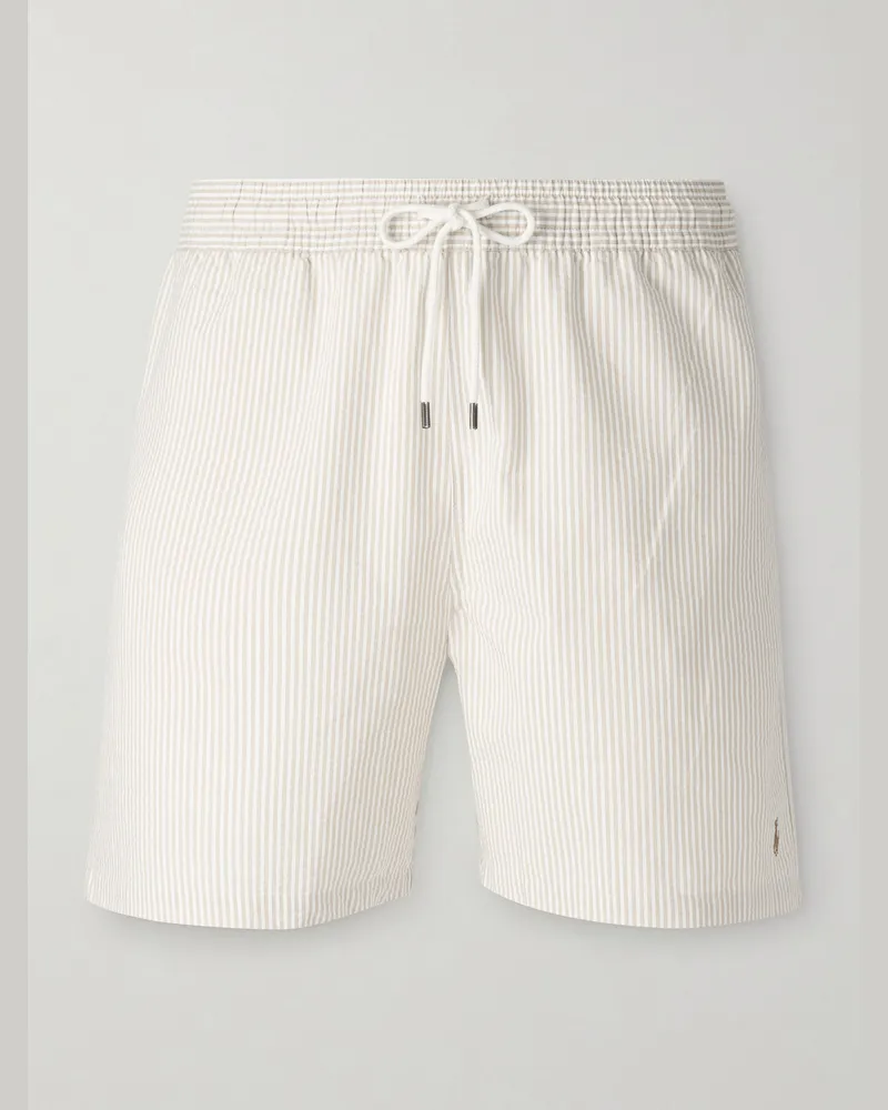 Ralph Lauren Mittellange Badeshorts aus Seersucker aus einer Baumwollmischung Neutral