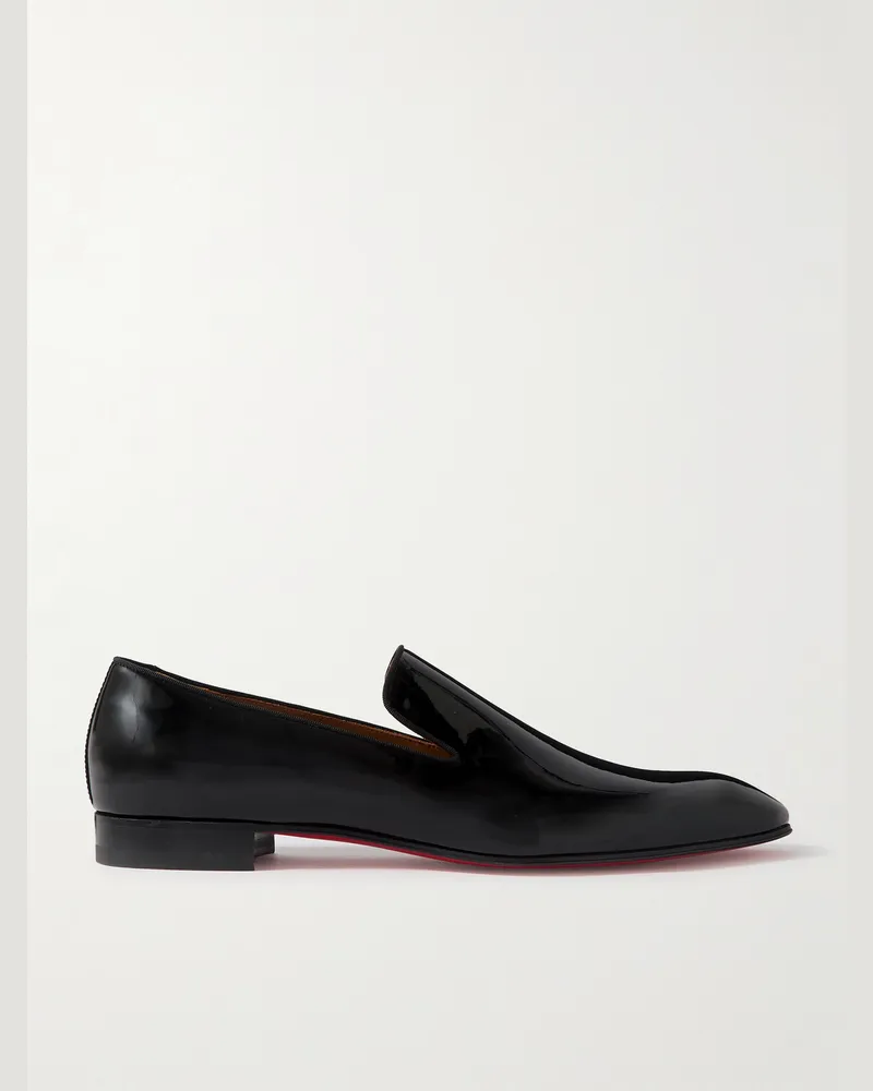 Christian Louboutin Dandelion Grosgrain-Trimmed Patent-Leather Loafers Black