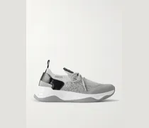 Shadow Sneakers aus Stretch-Strick mit Lederbesatz