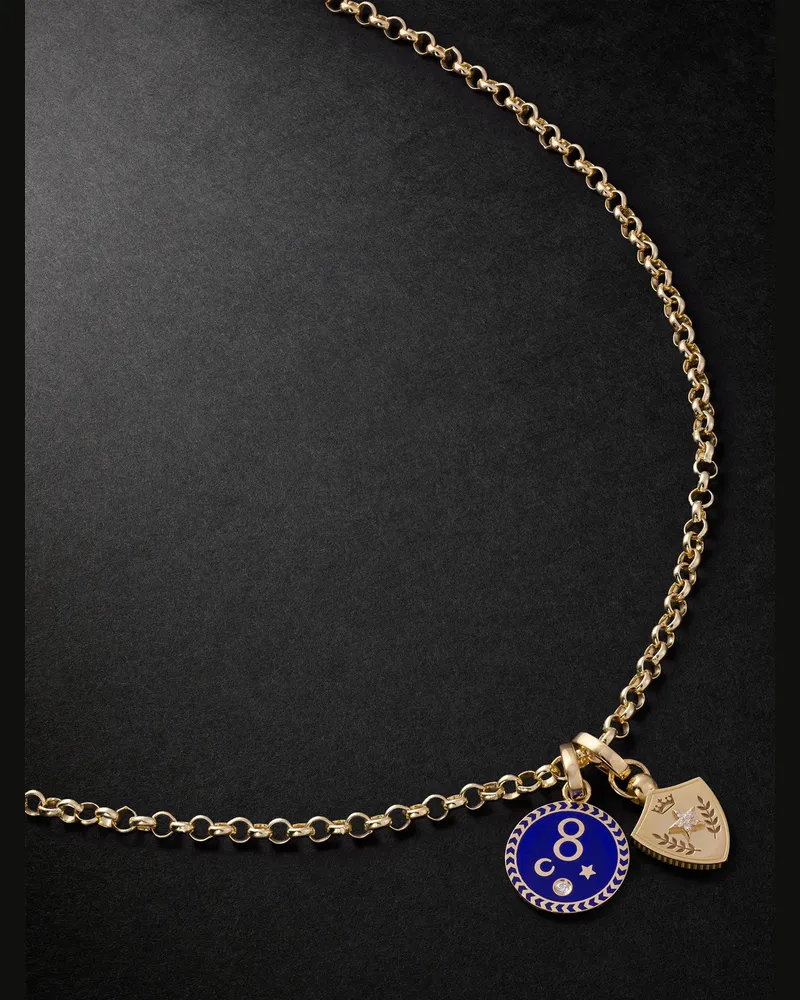 FOUNDRAE Karma + Per Aspera ad Astra Medium Kette aus 18 Karat Gold mit Emaille und Diamanten Gold