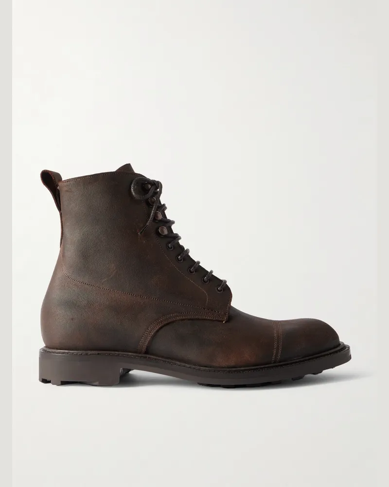 Edward Green Ambleside Waxed-Suede Boots Brown