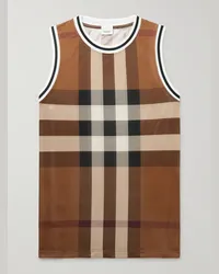 Burberry Tanktop aus Mesh mit Karomuster Braun