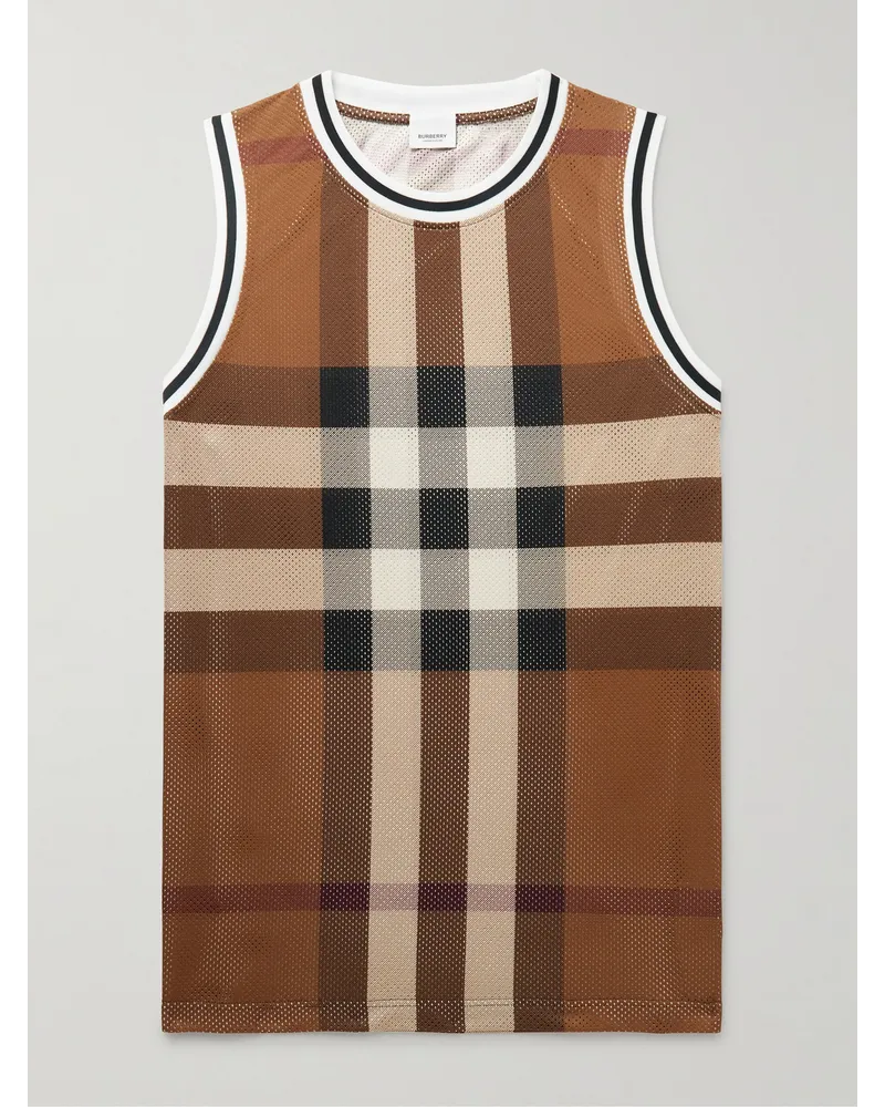 Burberry Tanktop Aus Mesh Mit Karomuster Braun