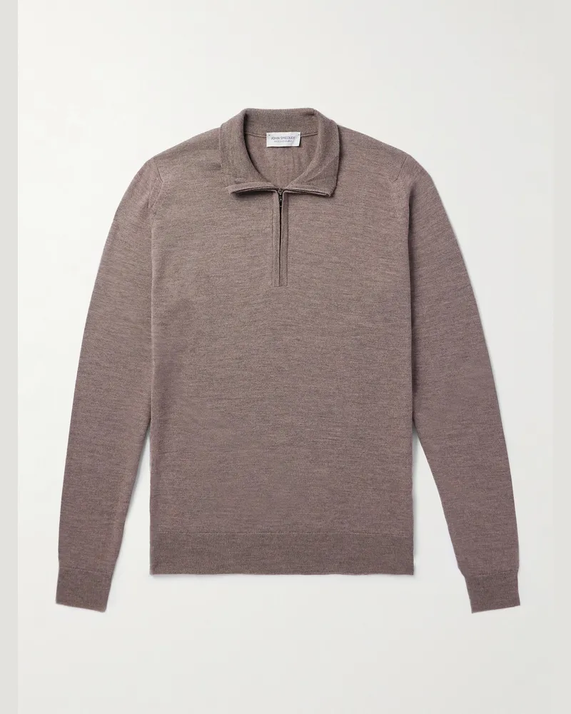 John Smedley Tapton schmal geschnittener Pullover aus Merinowolle mit kurzem Reißverschluss Neutral