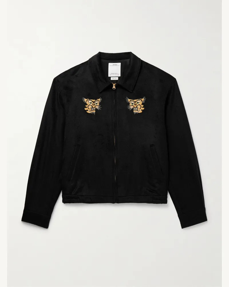 Visvim Norad Embroidered Brushed-Silk Blouson Jacket Black