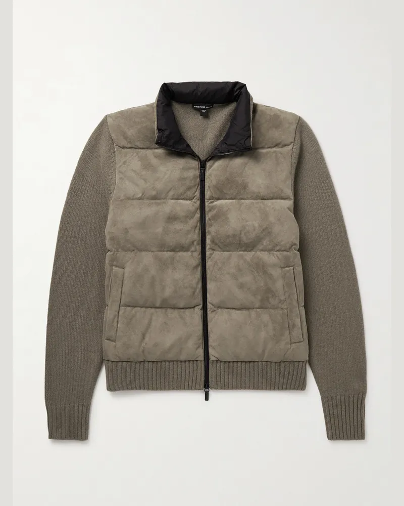 James Perse Jacke aus Veloursleder und recyceltem Kaschmir mit Shell-Besatz Braun