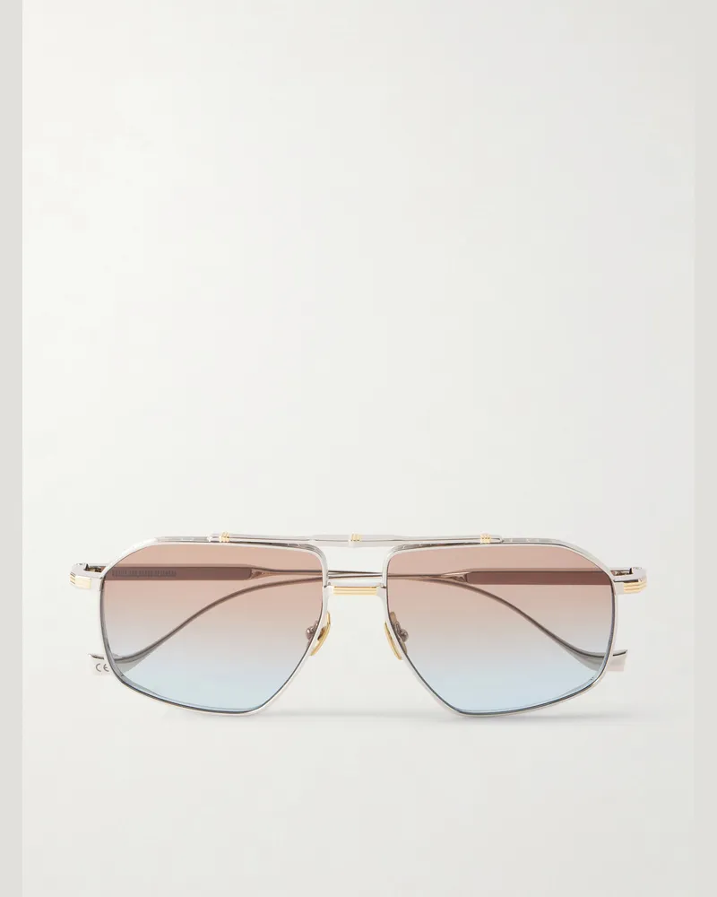 Cutler and Gross 1424 Aviator-Style Gold-Tone and Silver-Tone Sunglasses Silver