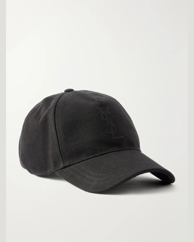 Saint Laurent Logo-Debossed Cotton-Twill Baseball Cap Black
