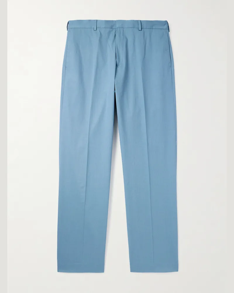 Paul Smith Gerade geschnittene Hose aus Twill aus einer Baumwollmischung Blau
