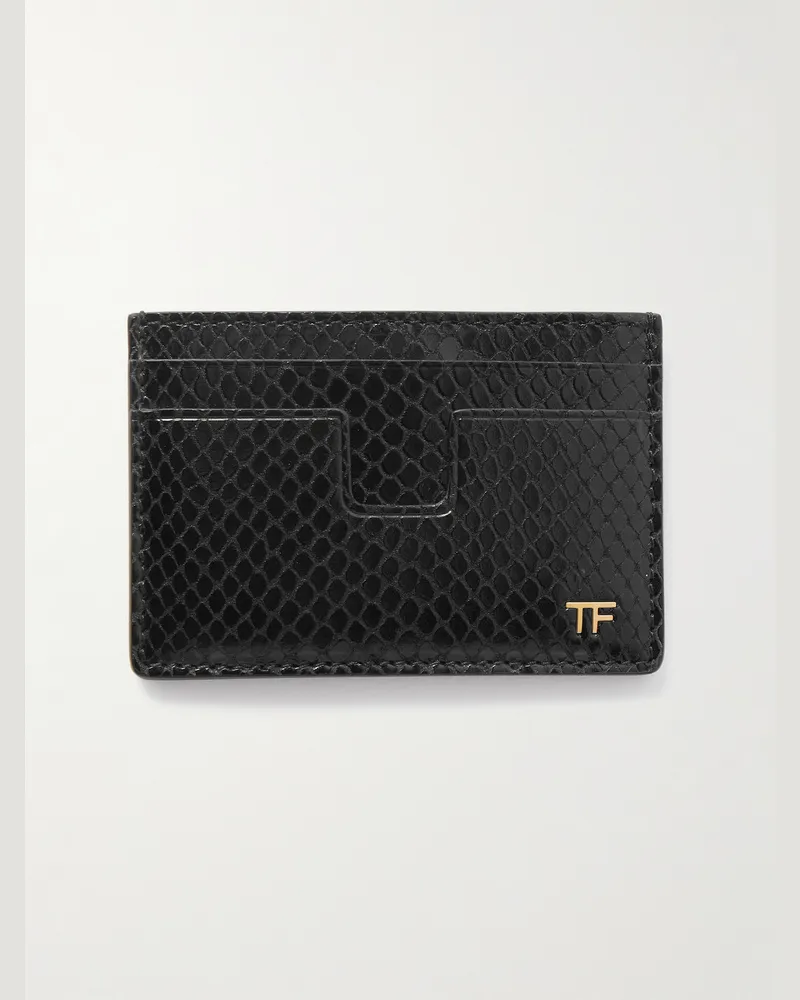 Tom Ford Kartenetui aus Leder mit Schlangeneffekt Schwarz