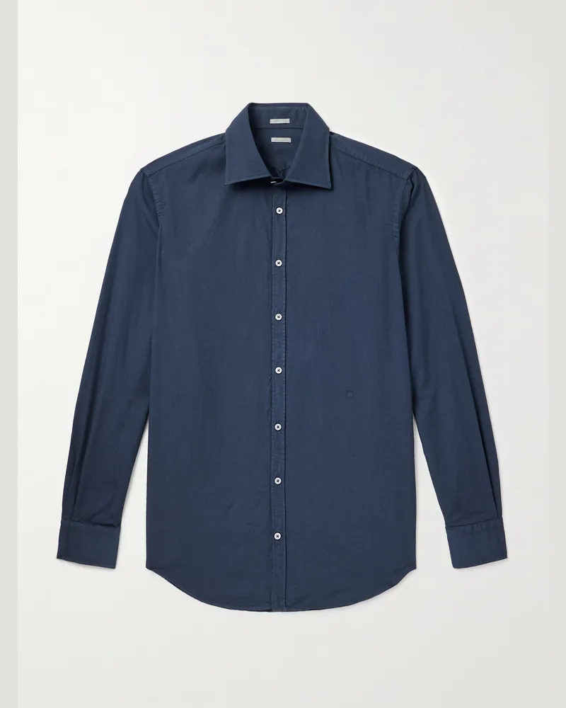 Massimo Alba Gestreiftes Hemd aus Baumwolle Blau