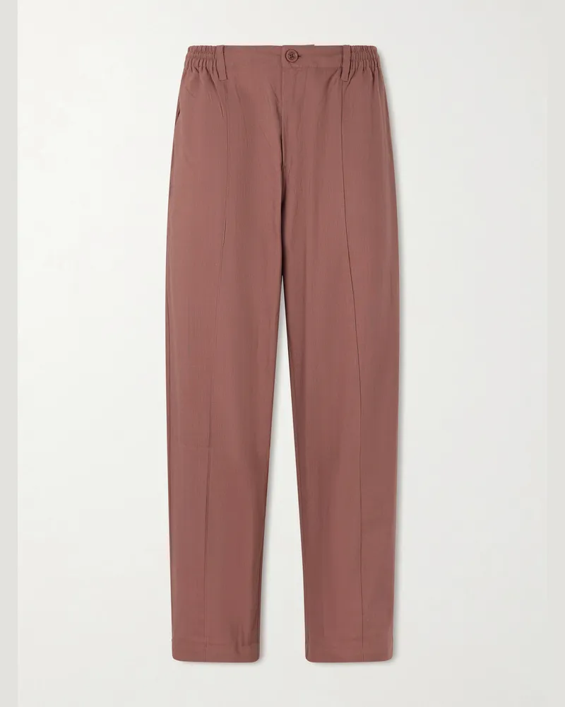 KARDO Kedar Straight-Leg Cotton Trousers Brown