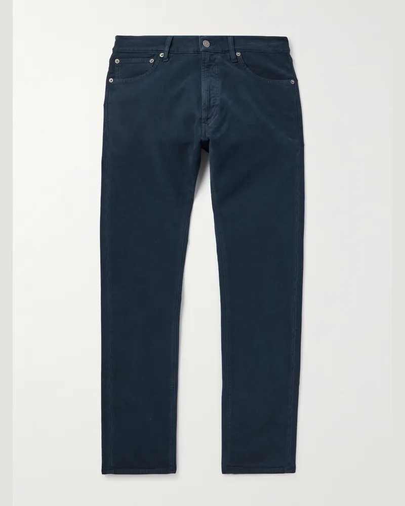 Ralph Lauren Schmal und gerade geschnittene Hose aus Moleskin aus einer Baumwollmischung in Stückfärbung Blau