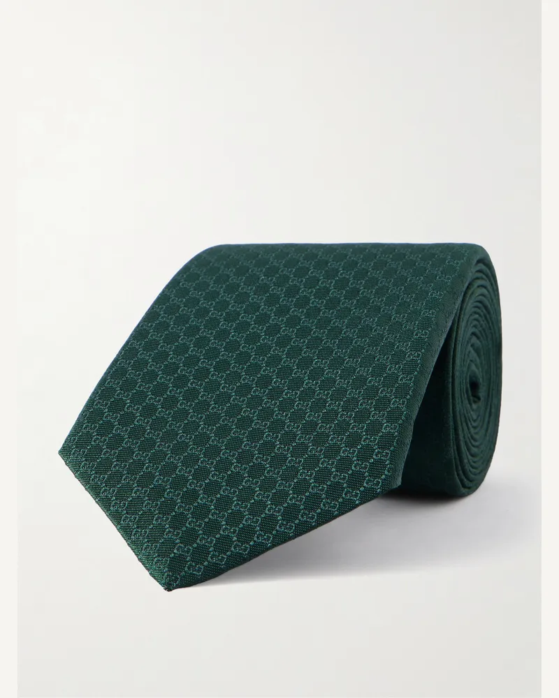Gucci Krawatte aus Seiden-Jacquard mit Logomuster, 7 cm Grün