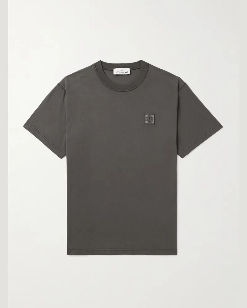 Stone Island T-Shirt aus Baumwoll-Jersey mit Logoapplikation Grau