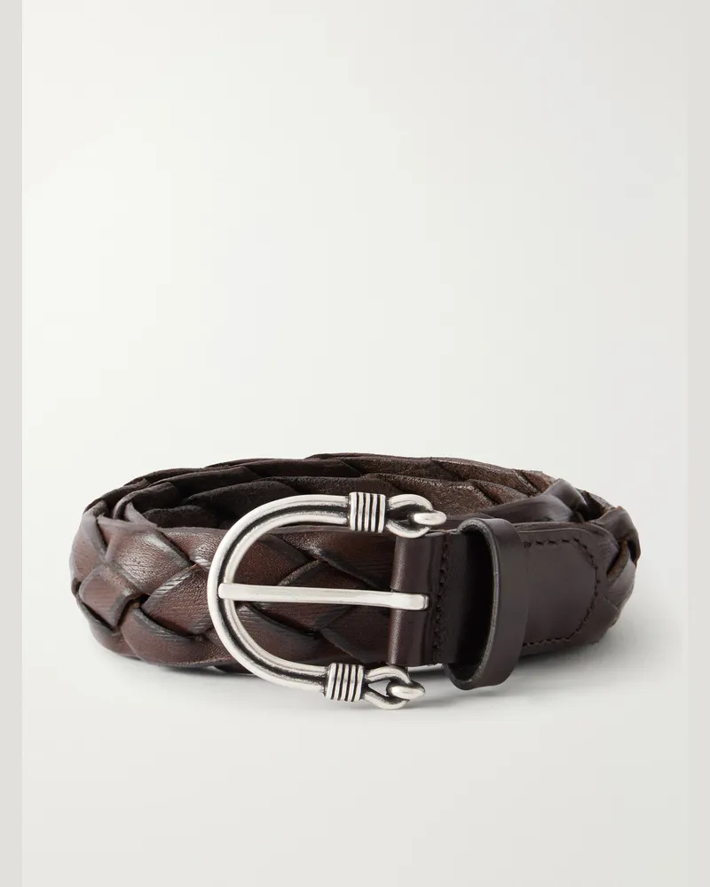 Anderson's 3cm Woven Leather Belt Brown