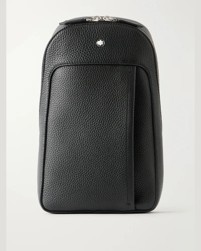 Montblanc Companion Logo-Appliquéd Full-Grain Leather Messenger Bag Black