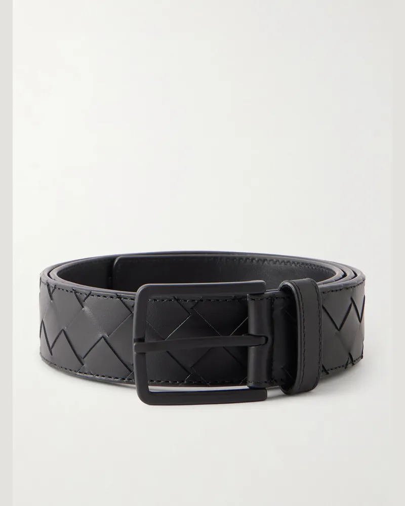 Bottega Veneta Gürtel aus Intrecciato-Leder, 3,5 cm Schwarz