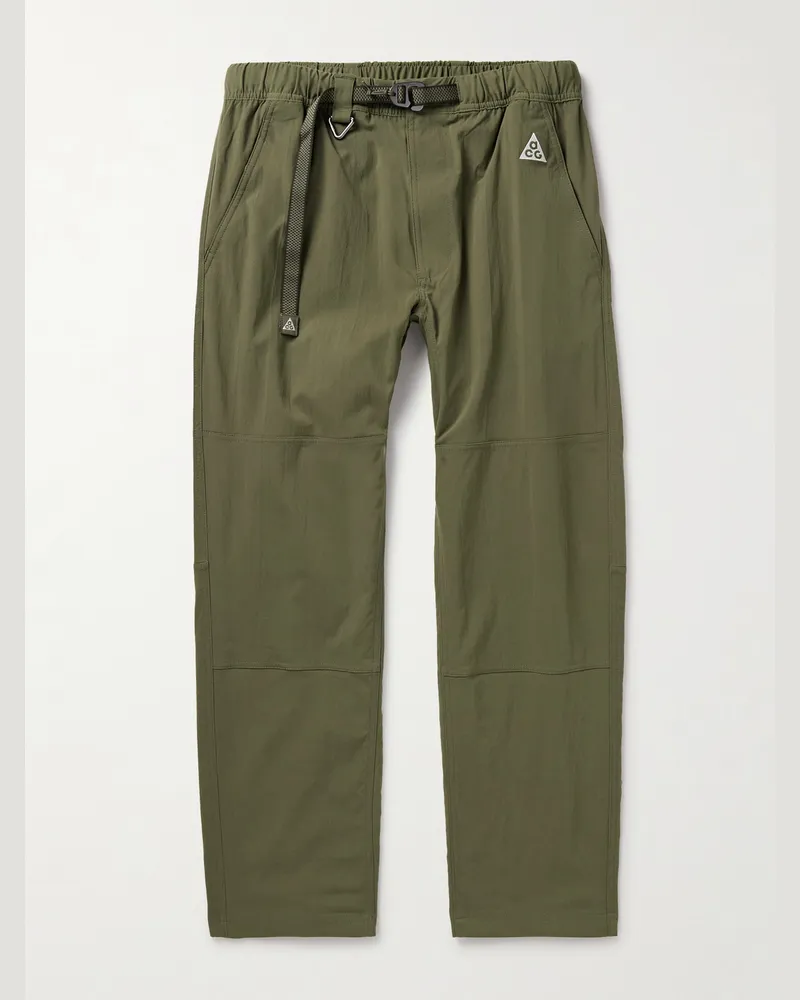 Nike ACG gerade geschnittene Hose aus Shell mit Logostickerei und Gürtel Grün