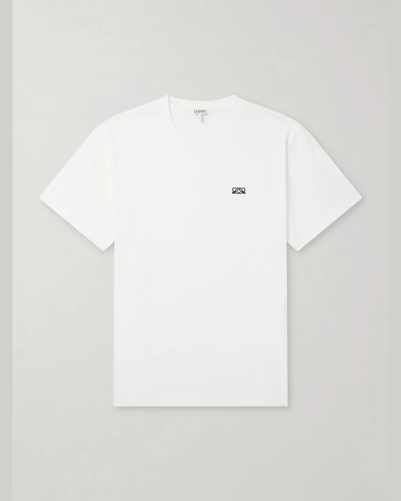 Loewe Anagram-Embroidered Cotton-Jersey T-Shirt White