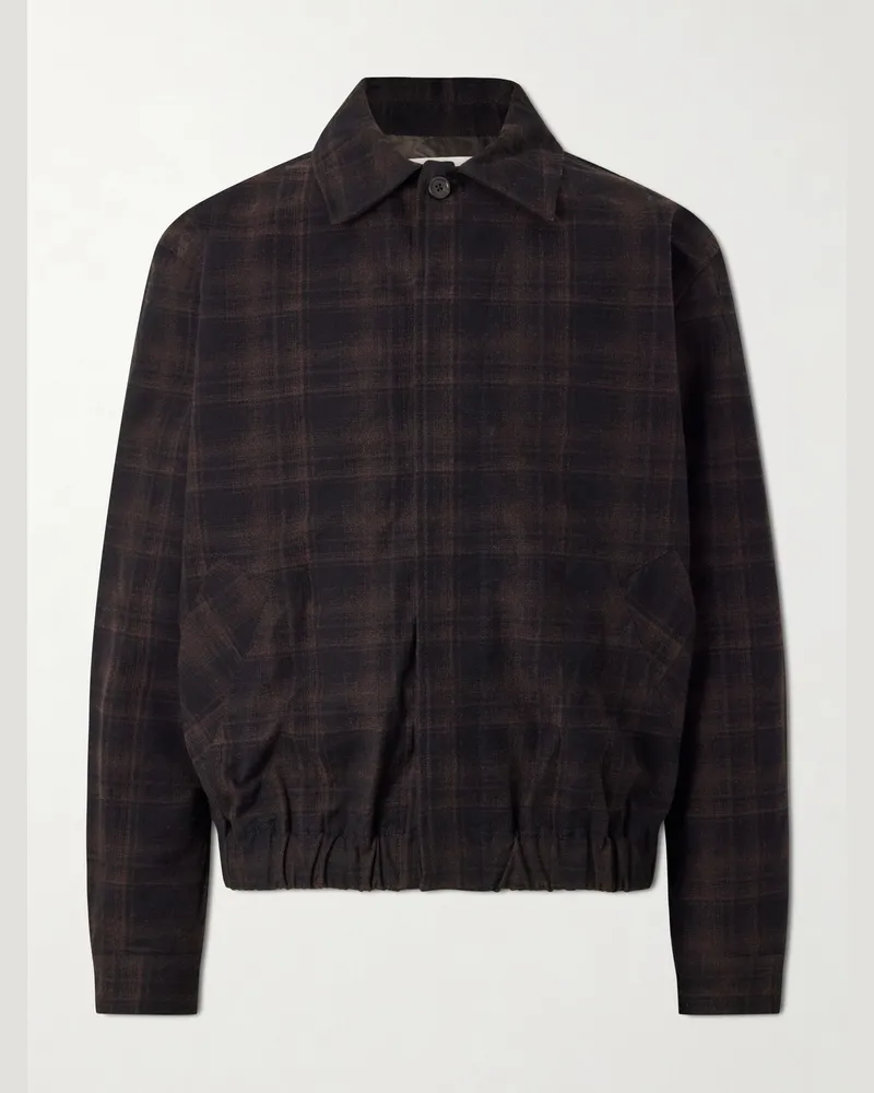 JEANERICA Jean Brown Checked Cotton and Wool-Blend Jacket Brown