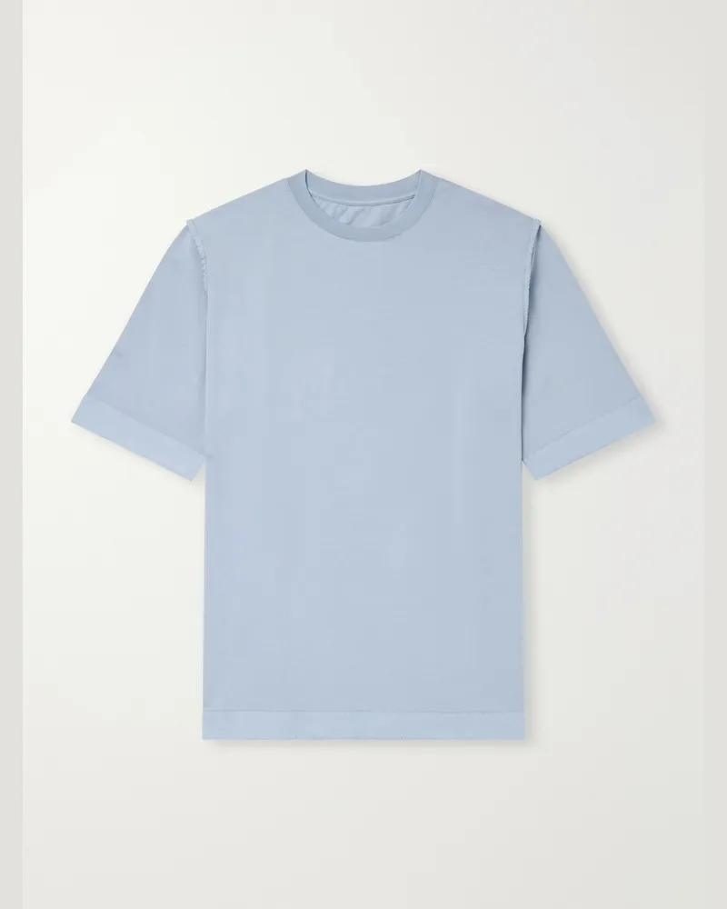 Casey Casey Felix Garment-Dyed Cotton-Jersey T-Shirt Blue