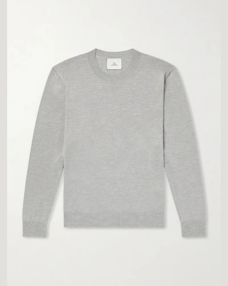 The Elder Statesman Libeccio Wool, Silk and Linen-Blend Sweater Gray