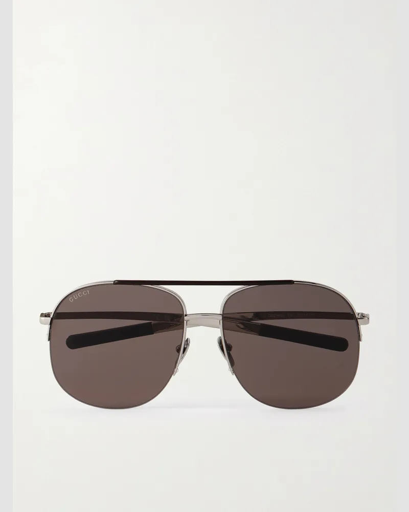 Gucci Silberfarbene Pilotensonnenbrille Silber