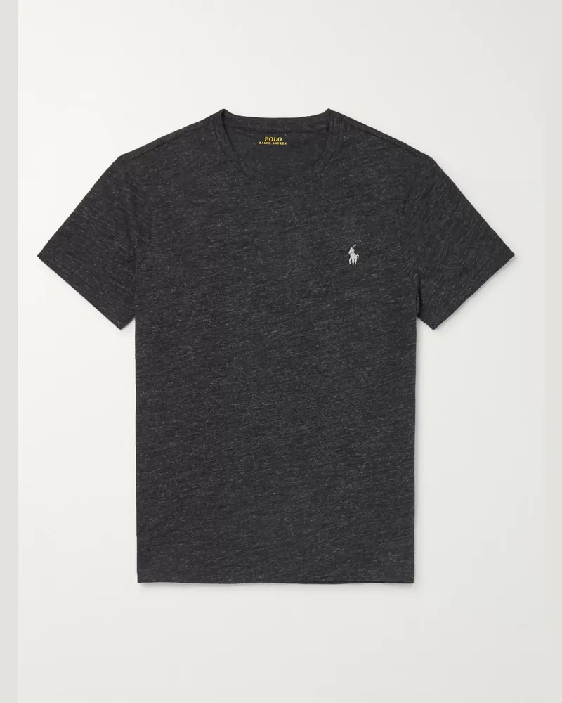 Ralph Lauren Schmal geschnittenes T-Shirt aus meliertem Baumwoll-Jersey Grau