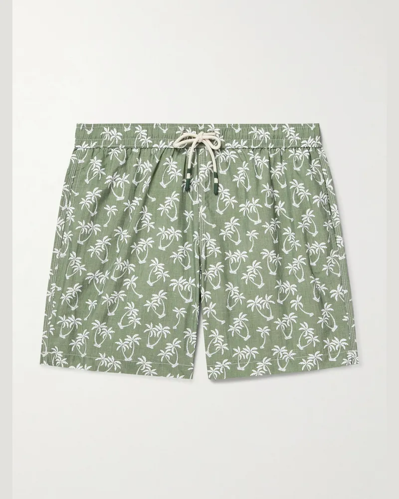 Hartford Gerade geschnittene mittellange Badeshorts mit Print Grün